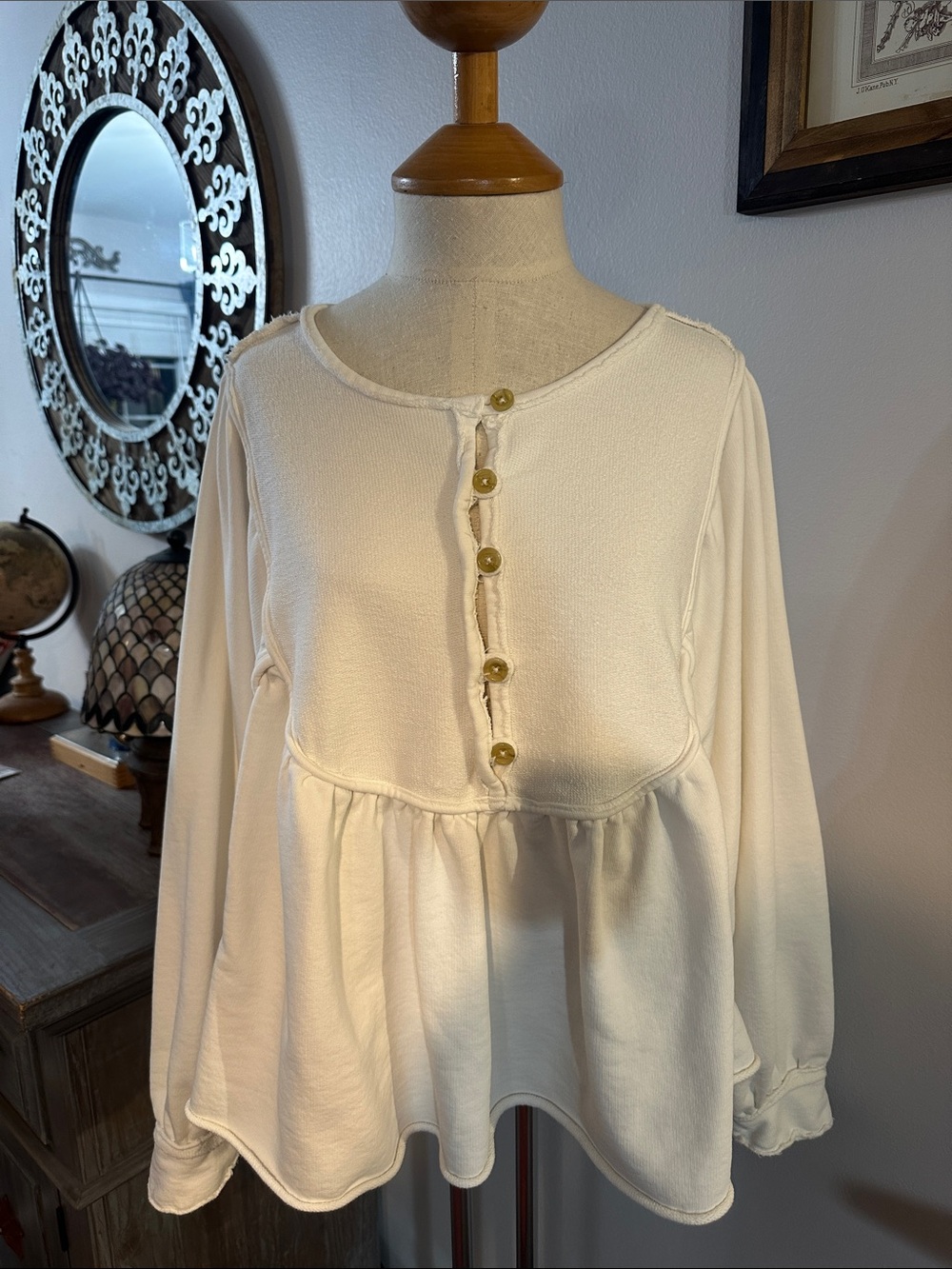 Free People About a Girl Pullover Sweatshirt in Alabastor - Picture 3 of 9